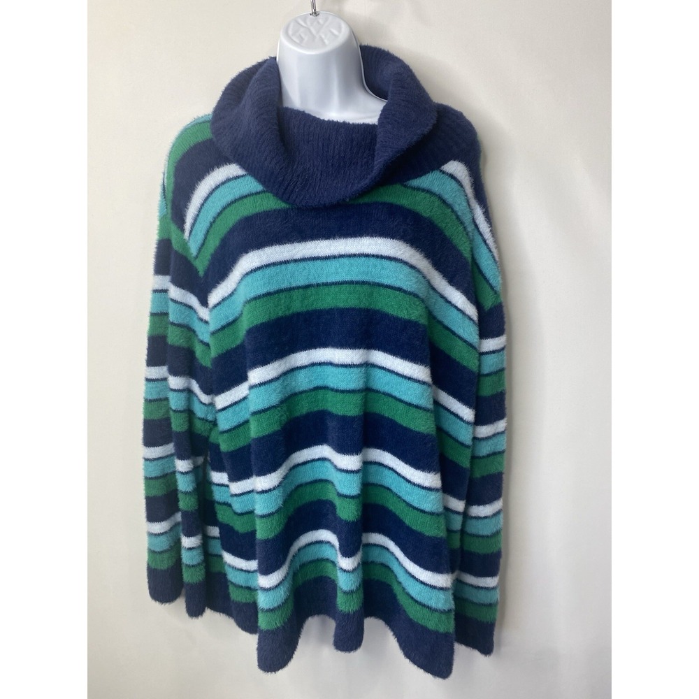 Lands End Womens Fuzzy Eyelash Sweater Size Large Preppy Cozy Oversize Soft Warm